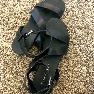 Black leather sandals